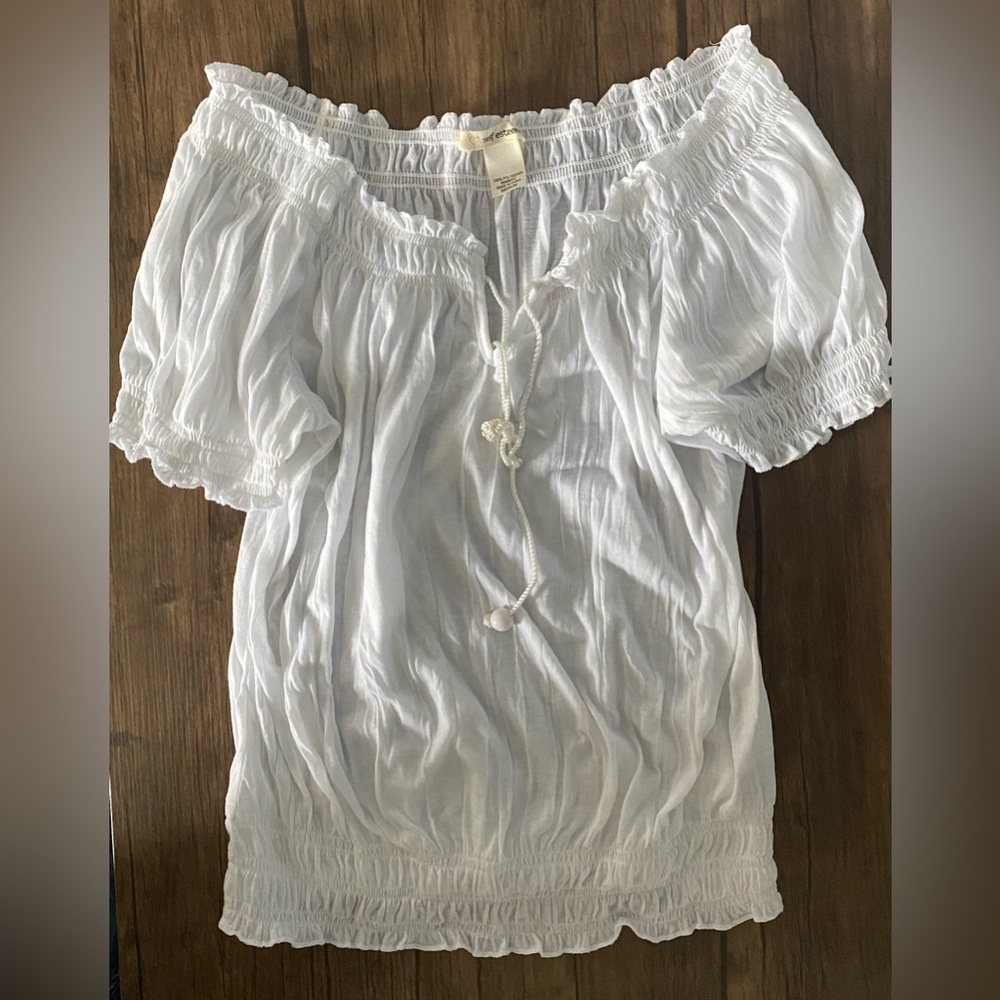 White Peasant Top - Lightweight Summer Blouse